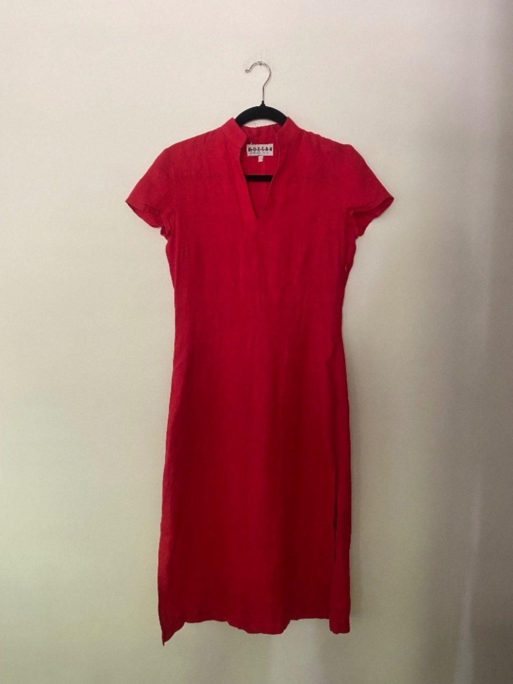 VTG 1990s Morgan de Toi 100% Linen High Neck Sheath Dress Minimalist Small